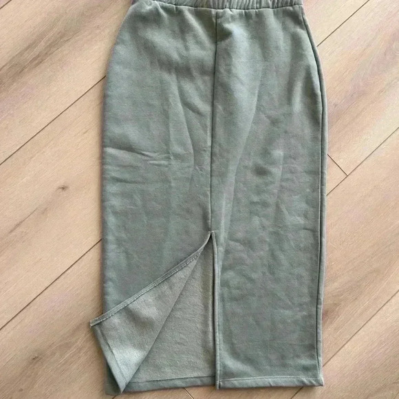 Brand New Zara Women's Fleece Drawstring Midi Skirt Green Size Medium - Picture 6 of 8